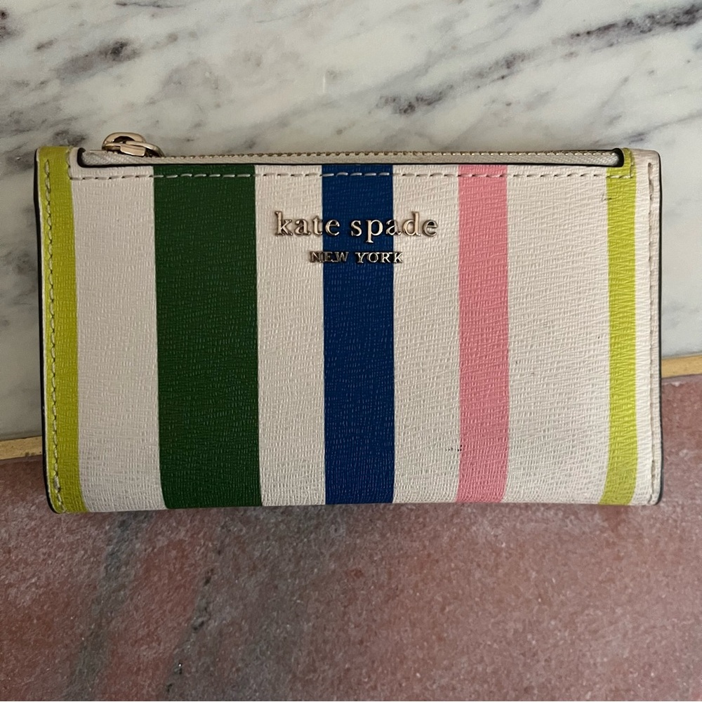 Kate Spade Bradley Breezy Stripe Leather Bi-fold Wallet